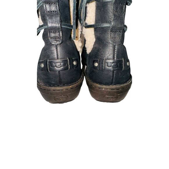 UGG Australia Akadia 1007760 Black Stout Suede Leather Lace Up Boots Sheerling 7 - Picture 6 of 16